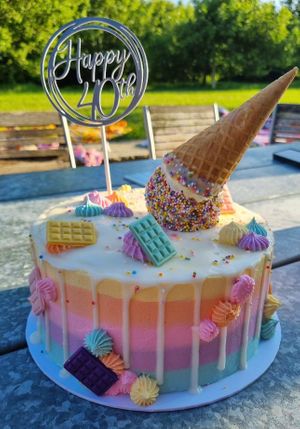 Lemon & Elderflower rainbow ice cream theme cake. at Purely Scrumptious in Portsmouth