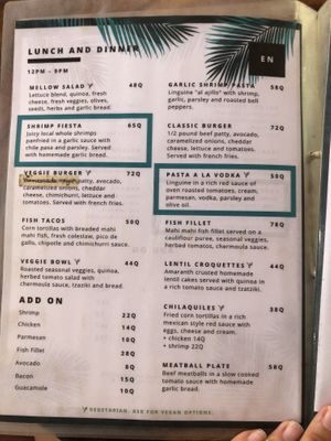 Lunch and dinner  at Mellow Hostel in El Paredon