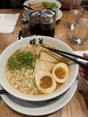 Vegan miso ramen + vegan egg  at Ramen Danbo in New York City