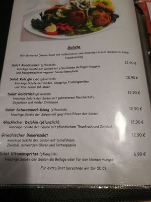 Karte at Hirschbachstueberl in Lenggries