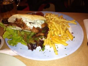 Döner with gyros and fries at Hirschbachstueberl in Lenggries