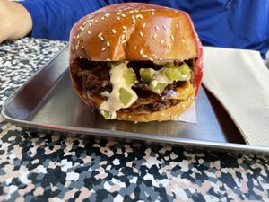 BaeBQ burger with bbq brisket   at Flave in Darlinghurst