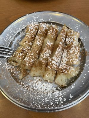 Bougatsa (vegan ‘Cream’ version) with powder sugar and cinnamonn  at Bougatsa Iordanis in Crete