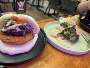 Phuture Planet spicy chicken bap and chatted broccoli at Da Bao - 打包 in Kuala Lumpur