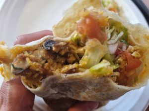 Vegan burrito at Pokez in San Diego