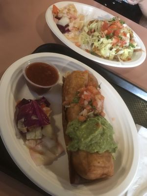 Chimichanga and tostada    at Pokez in San Diego