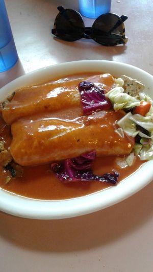 Tofu and mushroom enchiladas  at Pokez in San Diego