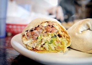 tofu burrito at Pokez in San Diego