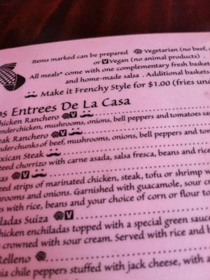 Vegan options clearly marked at Pokez in San Diego