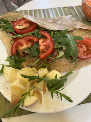 Grecia crepe without feta cheese  at Café Berlin in Sitges