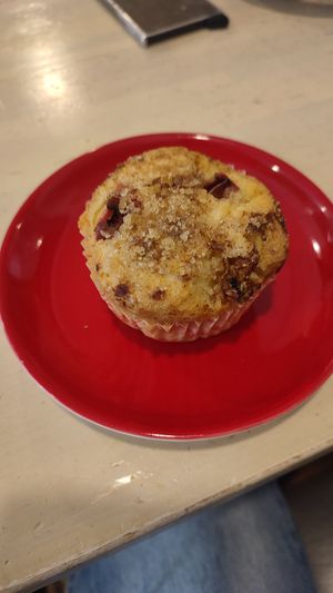 Vegan rhubarb muffin 🧁 at Muffins and More in Riga