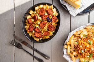 Revuelto de chorizo at Rúkula Vegan Food in Malaga