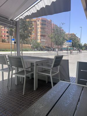Outdoor seating  at Rúkula Vegan Food in Malaga