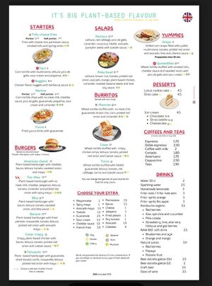 Menu in English   at Rúkula Vegan Food in Malaga