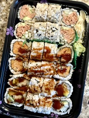 Spicy California roll, sweet potato roll, and chick’n tempura roll  at Kiko Japanese Cuisine in Winter Springs