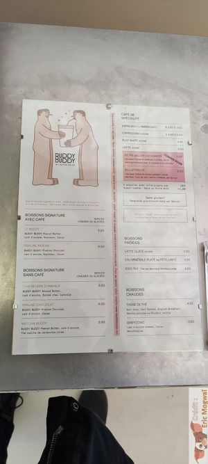 Menu at Buddy Buddy in Paris