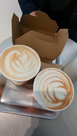 Original PB latte and the praline latte at Buddy Buddy in Paris