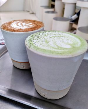 Matcha Latte + Chai Latte at Buddy Buddy in Paris