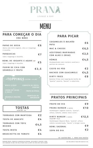 Menu 1  at Oásis da Lagoa in Vila Nova De Santo Andre