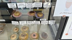 Display case   at The Better Donut - temporarily closed in Tulum