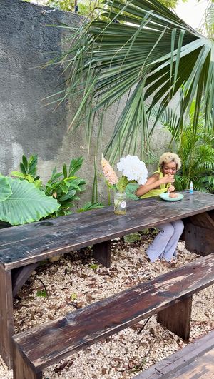 Eating donuts under the plants🤭  at The Better Donut - temporarily closed in Tulum