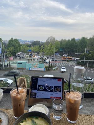 Thai iced tea with the view  at Buddha's Belly Itaewon  in Seoul