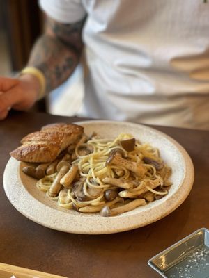 Daily pasta ‘lots of mushrooms'  at Cafe Gallery Sun 燦 in Kyoto