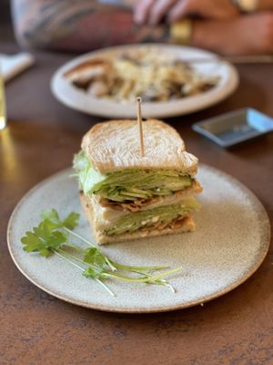 Ham salad sandwich (no ham, added sausage)  at Cafe Gallery Sun 燦 in Kyoto