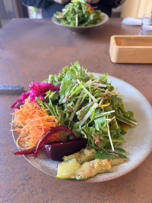 Complementary salad for every meal  at Cafe Gallery Sun 燦 in Kyoto