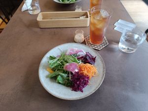 Salad included in the menu at Cafe Gallery Sun 燦 in Kyoto