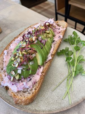 open avocado sandwich  at Cafe Gallery Sun 燦 in Kyoto