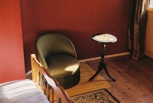 And this is the guestroom named Pierre, with one double bed at Le Relais du Chien Bleu - Vegan B&B in the Lot Valley in Capdenac-gare