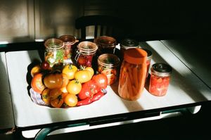 Homemade pickles at Le Relais du Chien Bleu - Vegan B&B in the Lot Valley in Capdenac-gare