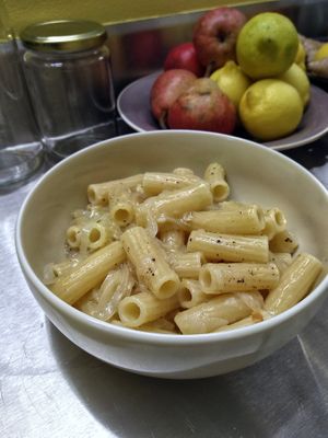 Pasta with onions (pasta con le cipolle). at Ribollita in Coburg