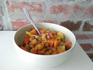 "Winter" couscous with chickpeas, pumpkin, sweat potatoes, dried apricots. at Ribollita in Coburg