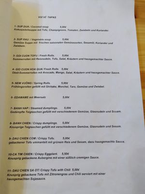 Menu tapas at Vui Ve in Berlin