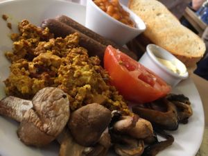 vegan breakfast  at Global Tribe Cafe in Leeds