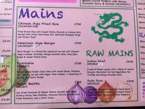 mains menu at Global Tribe Cafe in Leeds