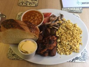 Vegan breakfast. at Global Tribe Cafe in Leeds