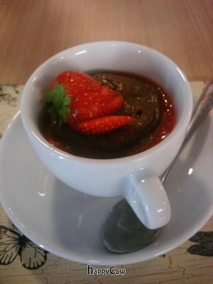 Mousse au chocolat, made out of dates, agave nectar and cacao!
Raw delight indeed! Worth the detour! at Global Tribe Cafe in Leeds