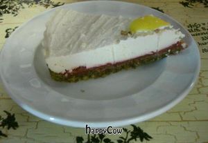 Lemon tart, made with nuts and cacoa butter for Raw food lovers and curious people! at Global Tribe Cafe in Leeds