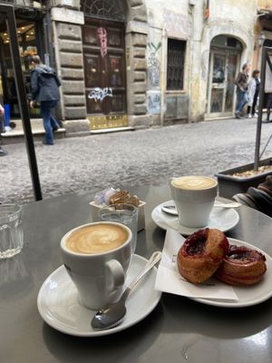 Soy cappuccinos and raspberry pastries   at I Dolci di Checco - Maybe closed in Rome