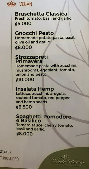 Vegan items clearly labeled on the menu .  at Verde Salvia Ristorante in Coco