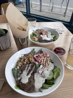Black bean plant protein salad special. Loved this vegan meal here. Completely balanced with loads of protein and nutrition. It also came with chia seed pudding as well.  at Kitava in Oakland