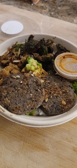 Build your own bowl with plant protein patties at Kitava in Oakland