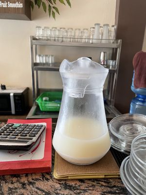 Home made oat milk  at Kissaten Cafe and Bakery in Pokhara