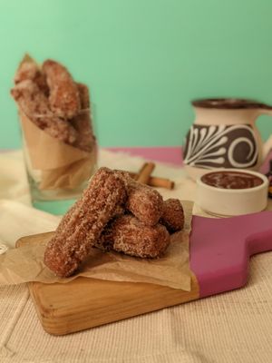 Mini Churro Bites

Vanilla Almond Churros coated in the perfect mixture of cinnamon sugar. Served with house made Dulce de Leche dipping sauce. 

(4 Pieces per Order) at Vegan Chula at 51 & Tel in Oakland