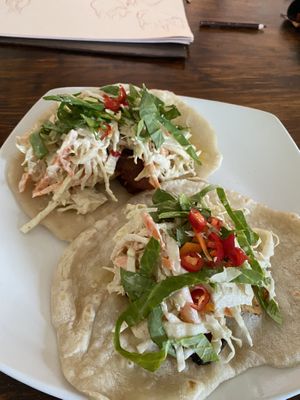 Vegan House-made Bacon Naan Tacos  at Angelus Ave Catering in Los Angeles