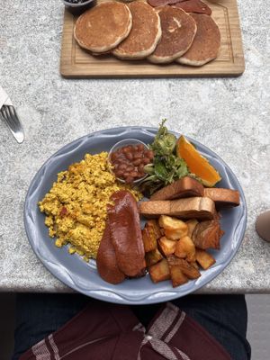 Tofu scramble with vegan bacon!  at Utopia Cafe & Grill in Toronto