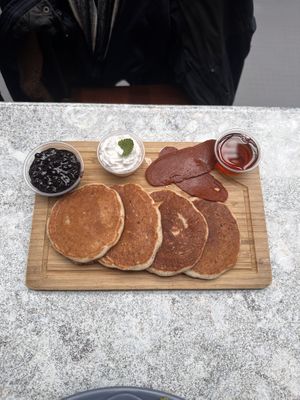 Vegan pancakes!  at Utopia Cafe & Grill in Toronto